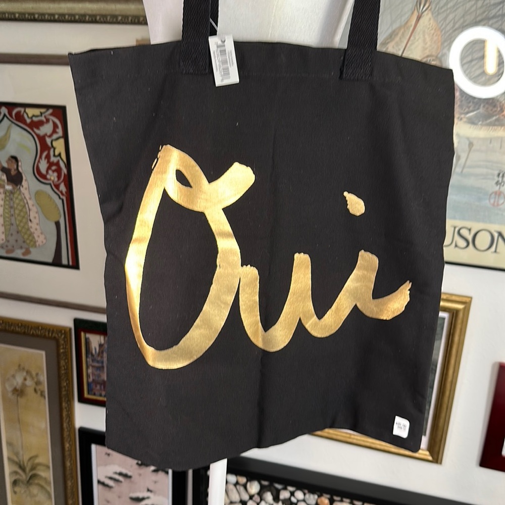 NWT French Oui Non Canvas Tote